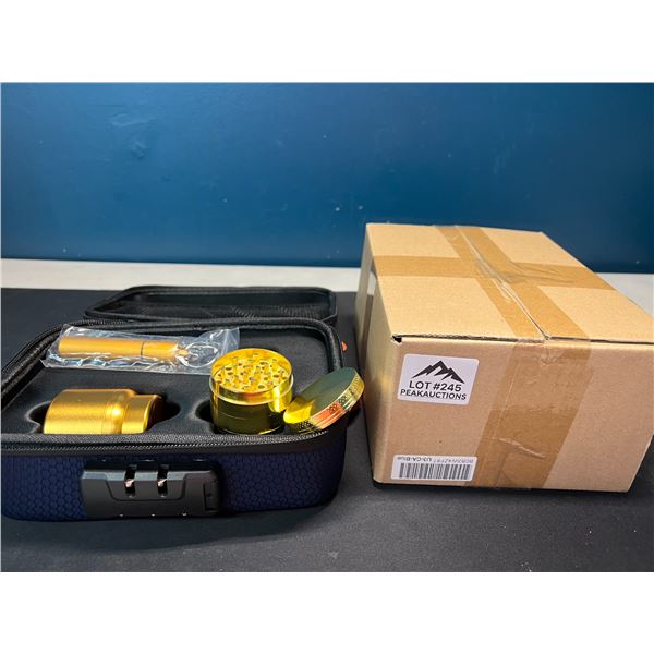 Lot of 2 Smellproof/Locked "Stash" Boxes w/ Assorted Herb Accessories (Grinder, Stash Jar, etc.)