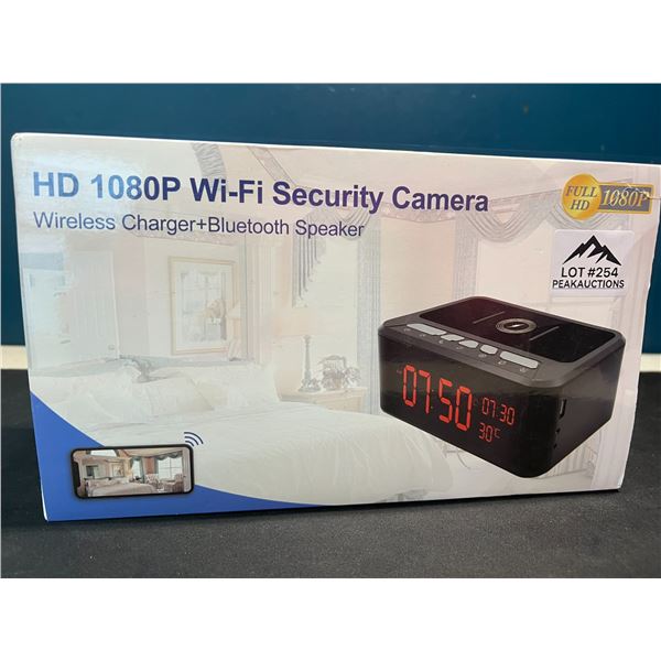 Lot of 1 All-In-One HD1080P WiFi Security Camera/Wireless Charge/Blueotooth Speaker/Alarm Clock