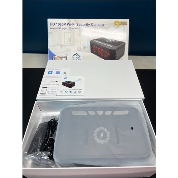 Lot of 1 All-In-One HD1080P WiFi Security Camera/Wireless Charge/Blueotooth Speaker/Alarm Clock