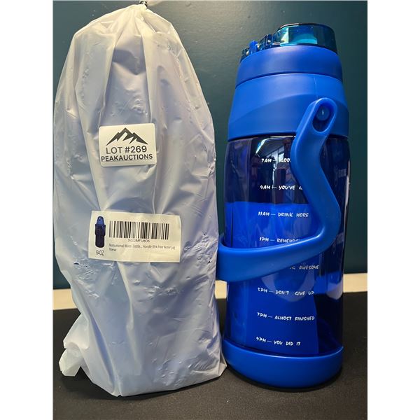 Lot of 2 Motivational Style Water Bottles - 64oz each - Blue