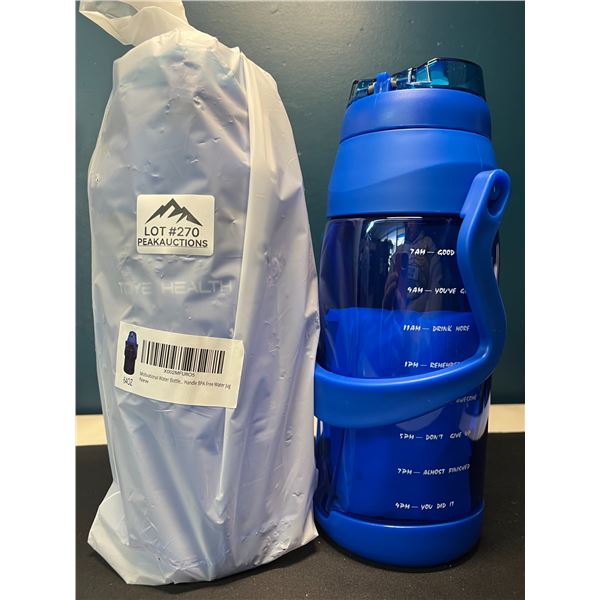 Lot of 2 Motivational Style Water Bottles - 64oz each - Blue