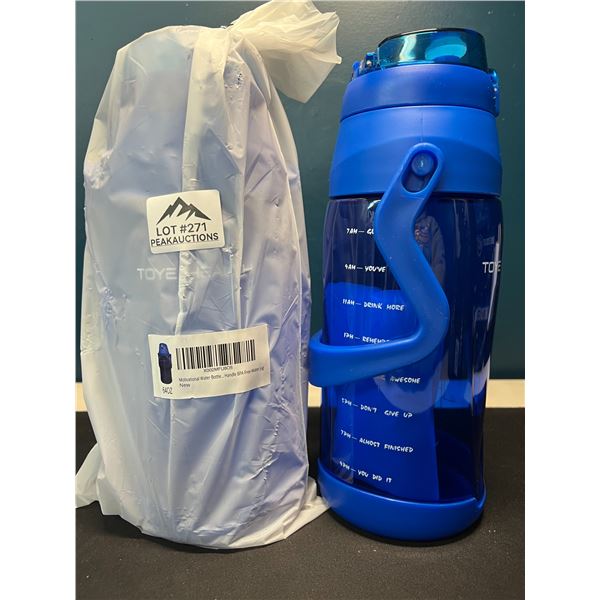 Lot of 2 Motivational Style Water Bottles - 64oz each - Blue