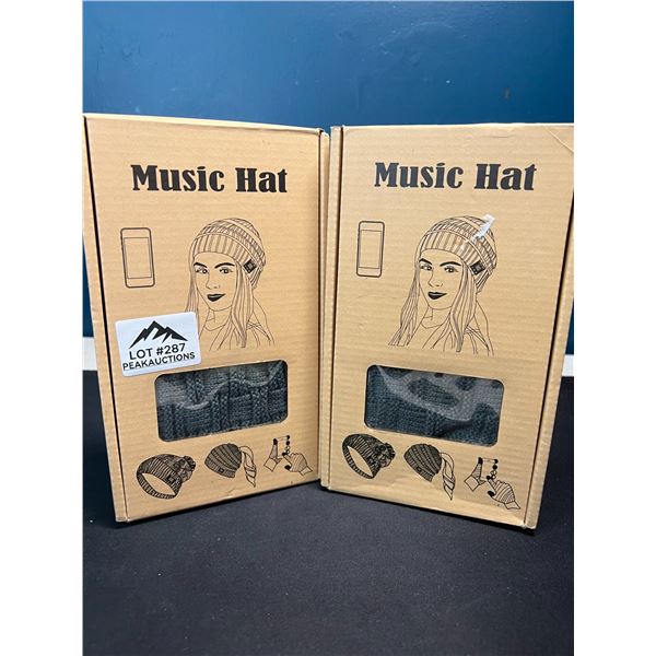 Lot of 2 Music Beanie Hats/Toques - Plays Music via Blutooth!
