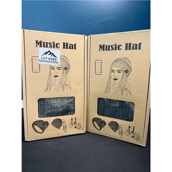 Lot of 2 Music Beanie Hats/Toques - Plays Music via Blutooth!
