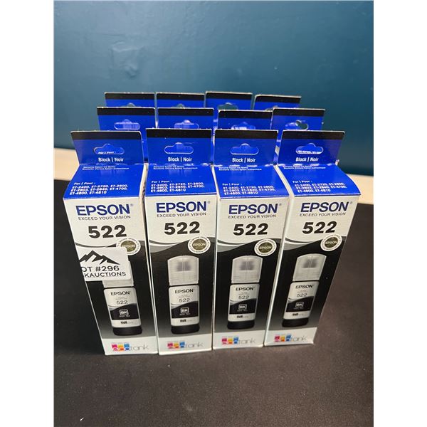 Lot of 12 Epson 522 Ecotank Inks - Black