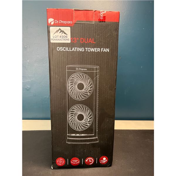 Lot of 1 13-inch Dual Oscillating Tower Fan