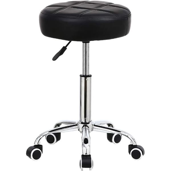 Lot of 1 KKToner Round Rolling Swivel Stool w/ Leather Seat - Brand New in Box!