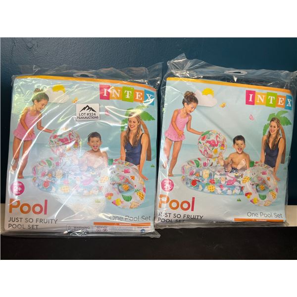 Lot of 2 Intex "Just So Fruity" Inflatable Pool Sets - Includes Kiddie Pool, Swim Ring, & Ball