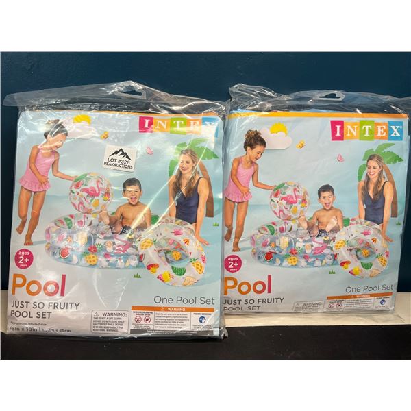 Lot of 2 Intex "Just So Fruity" Inflatable Pool Sets - Includes Kiddie Pool, Swim Ring, & Ball