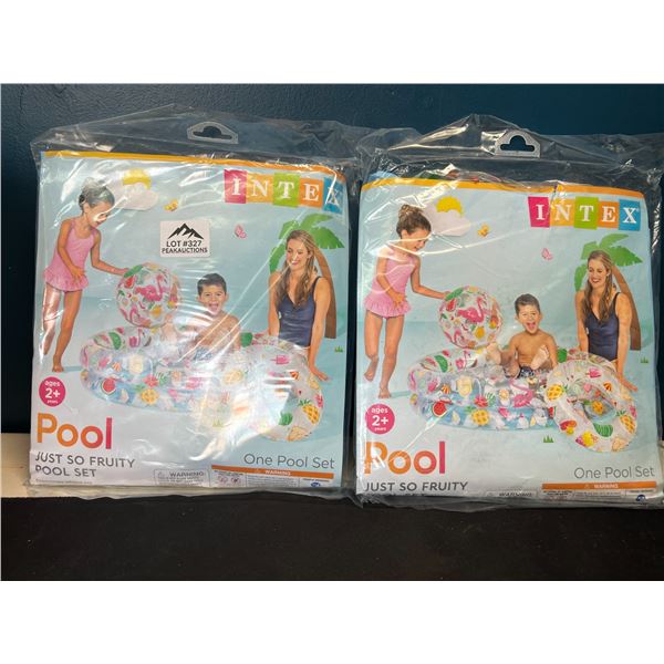Lot of 2 Intex "Just So Fruity" Inflatable Pool Sets - Includes Kiddie Pool, Swim Ring, & Ball
