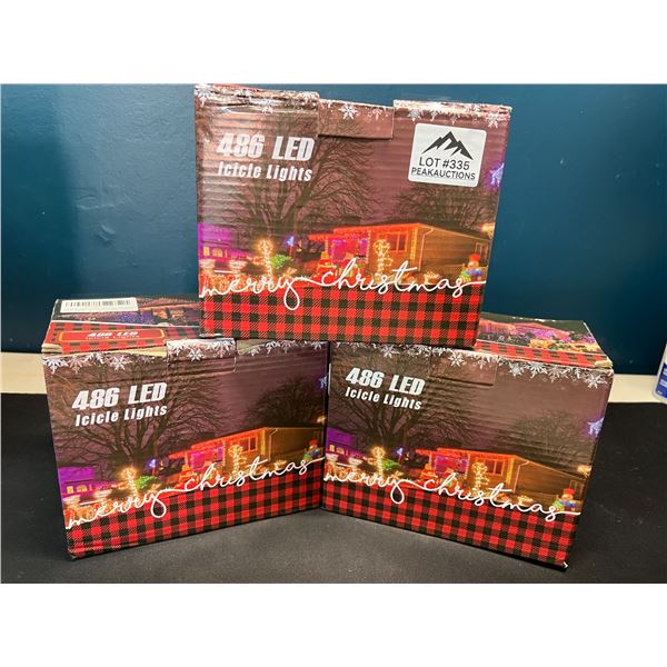 Lot of 3 Boxes of LED Christmas Icicle String Lights