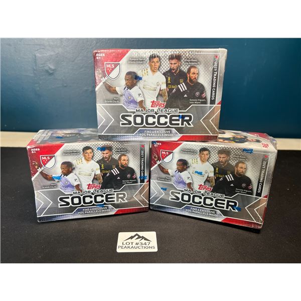 Lot of 3 Topps 2021 Major League Soccer Trading Card Blaster Boxes - 8 Packs per box