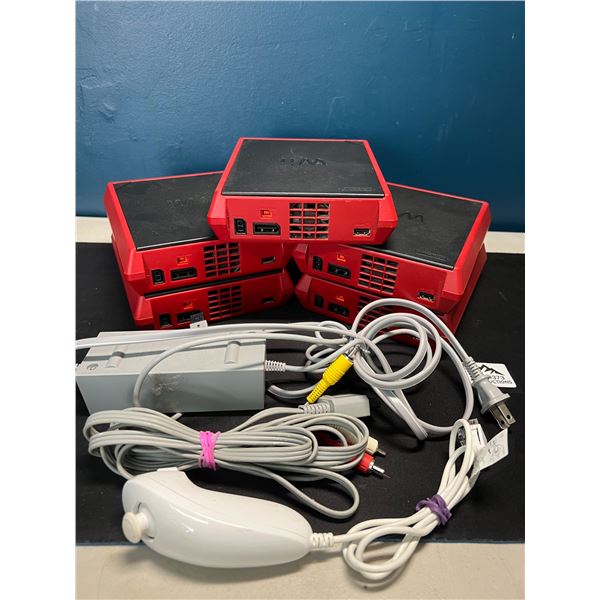Lot of 5 Nintendo Wii Mini Consoles w/ Cords & Nunchuk - Used