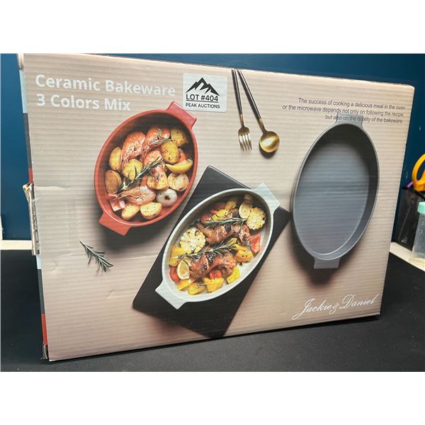Lot of 1 Ceramic Bakeware 3PC Colour Set