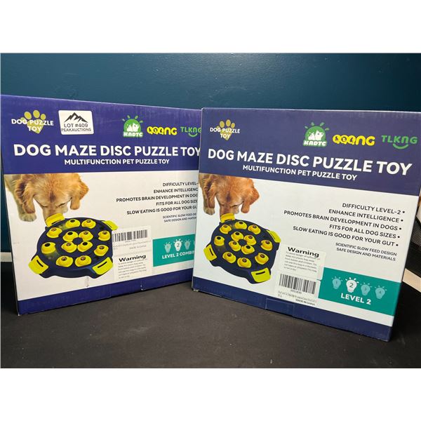 Lot of 2 Dog Maze Disc Puzzle Food Dispensing Bowl Toys