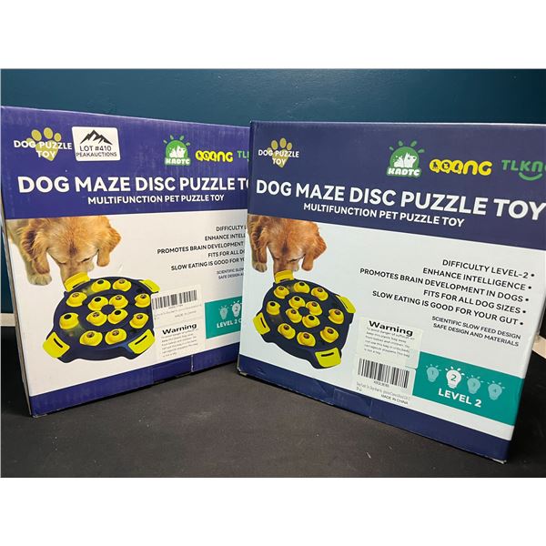 Lot of 2 Dog Maze Disc Puzzle Food Dispensing Bowl Toys