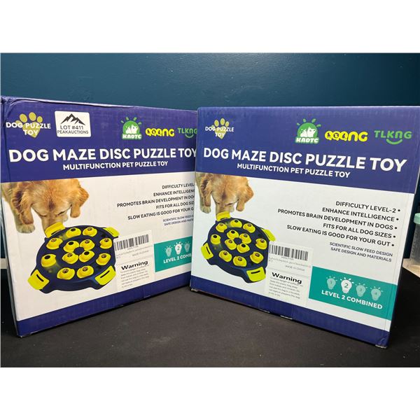 Lot of 2 Dog Maze Disc Puzzle Food Dispensing Bowl Toys