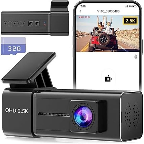 Lot of 1 V100 2.5K Dash Camera - Brand New SEALED!