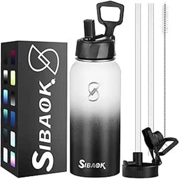 Lot of 1 Sibaok 32oz Stainless Steel Insulated/Leak Proof Water Bottle