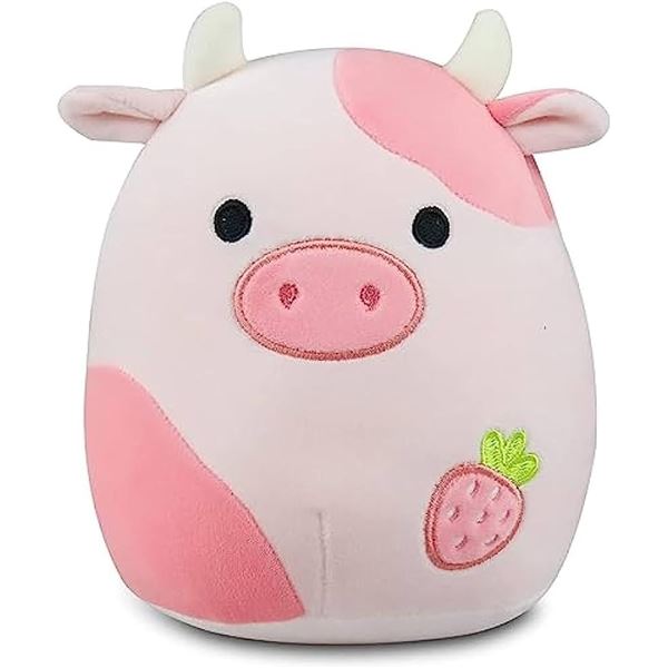 Lot of 2 Strawberry Pink Cow "Squishmallow" Inspired Plushies - 9inch
