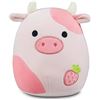 Image 1 : Lot of 2 Strawberry Pink Cow "Squishmallow" Inspired Plushies - 9inch