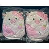 Image 2 : Lot of 2 Strawberry Pink Cow "Squishmallow" Inspired Plushies - 9inch