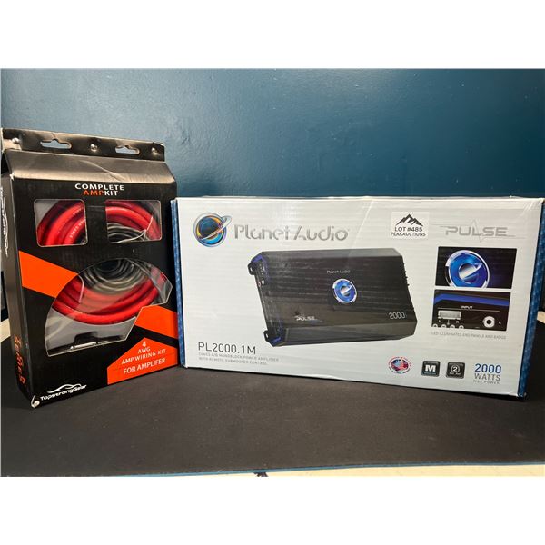 Lot of 1 Planet Audio Pulse 2000 Watt Power Amplifier & Amp Wiring Kit