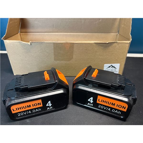 Lot of 2 Aftermarket 20V/4.0Ah DCB204 Lithium Ion Drill Batteries for Dewalt Drills