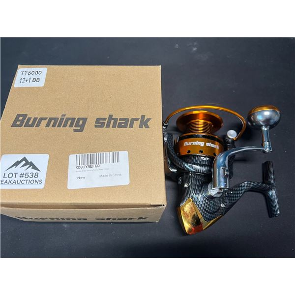 Lot of 1 Burning Shark Spinning Fishing Reel - Carbon Fiber Design