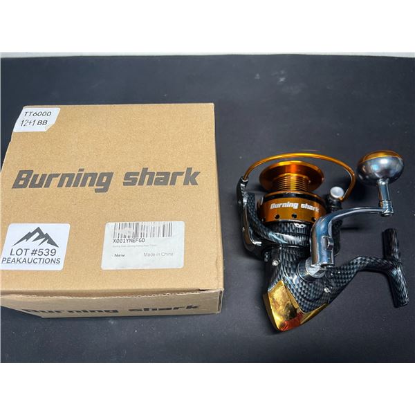 Lot of 1 Burning Shark Spinning Fishing Reel - Carbon Fiber Design