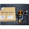 Image 1 : Lot of 1 Burning Shark Spinning Fishing Reel - Carbon Fiber Design