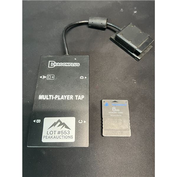 Lot of Assorted Playstation 2 Accessories - Memory Card & Dragonplus Multi-Player Tap Adapter