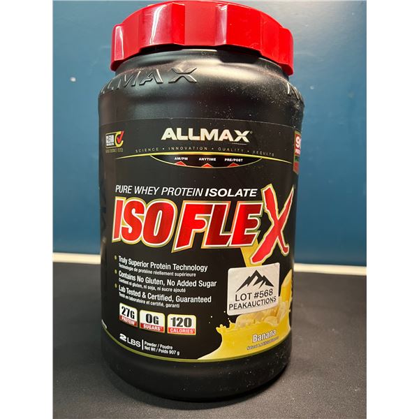 Lot of 1 Tub of AllMax Pure Why Protein Isolate - ISOFLEX - Banana - 2lb Tub