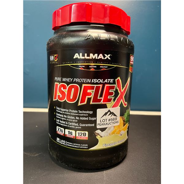 Lot of 1 Tub of AllMax Pure Why Protein Isolate - ISOFLEX - Pineapple Coconut - 2lb Tub