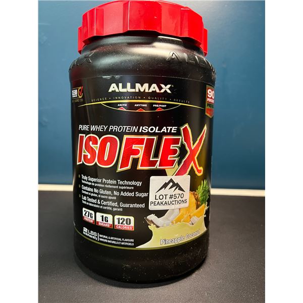 Lot of 1 Tub of AllMax Pure Why Protein Isolate - ISOFLEX - Pineapple Coconut - 2lb Tub