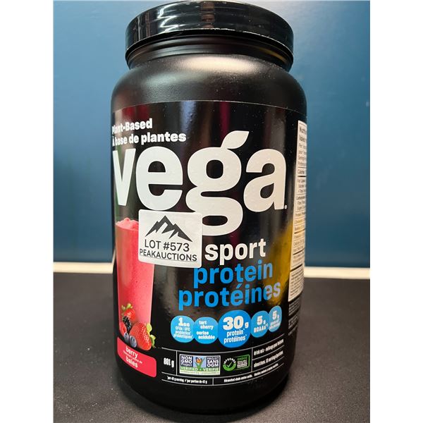 Lot of 1 Tub of Vega Sport Plant-Based Protein Powder - Berry - 801G