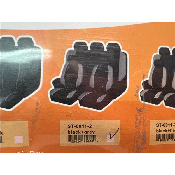 Lot of 1 Set of Car Seat Covers - 11PCS - Black/Grey