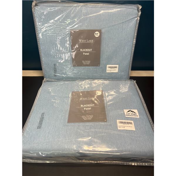 Lot of 2 Packs of West Lake Blackout Curtain Panels - Blue - 63inch Length