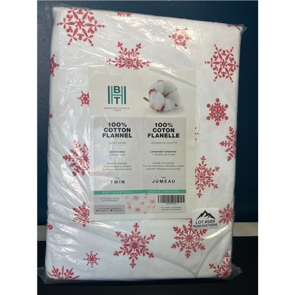 Lot of 1 Cotton Flannel Duvet Cover Set - Twin Size