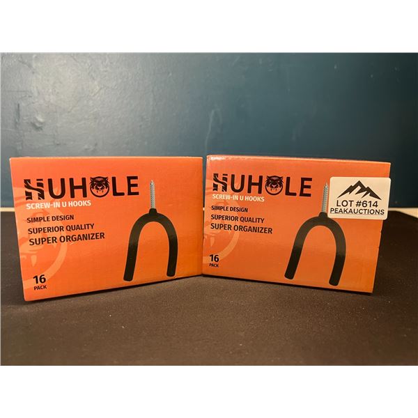 Lot of 2 Boxes of Screw-In U Hooks/Utility Hooks - 16 Hooks Per Box!