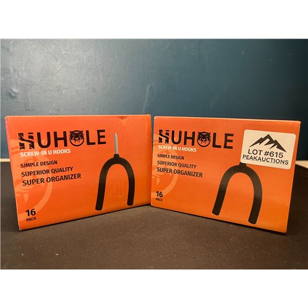 Lot of 2 Boxes of Screw-In U Hooks/Utility Hooks - 16 Hooks Per Box!