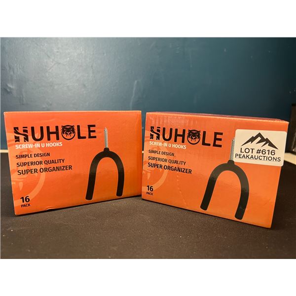 Lot of 2 Boxes of Screw-In U Hooks/Utility Hooks - 16 Hooks Per Box!