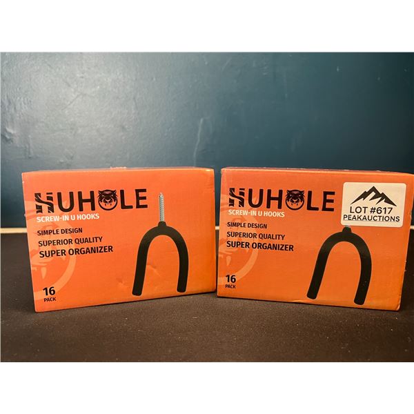 Lot of 2 Boxes of Screw-In U Hooks/Utility Hooks - 16 Hooks Per Box!