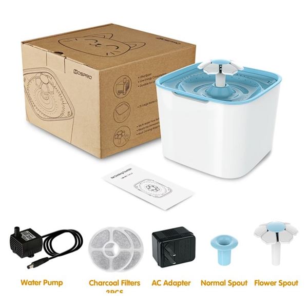 Lot of 1 Pet Water Drinking Fountain - For Cats or Dogs - Large 2L Size