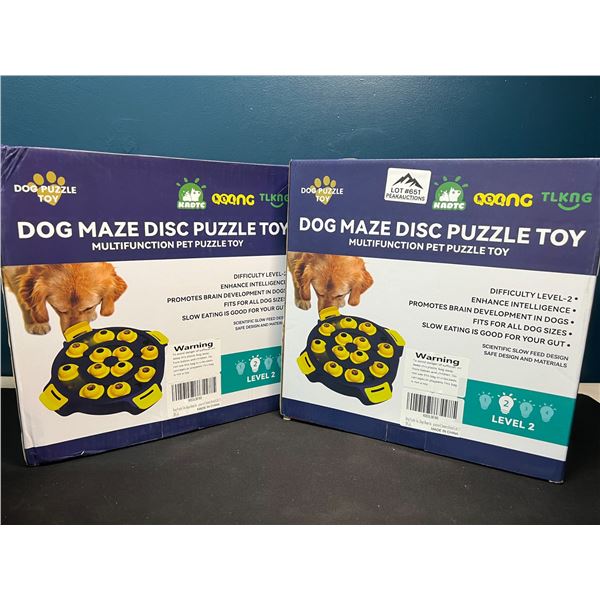 Lot of 2 Dog Maze Disc Puzzle Food Dispensing Bowl Toys