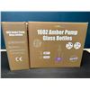Image 2 : Lot of 2 Boxes of 16ox Amber Pump Glass Bottles - 3 per box