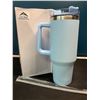 Image 1 : Lot of 1 Tall 40oz Stainless Steel Insulated Tumbler Mug with Handle & Straw - Light Blue