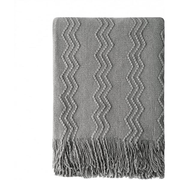 Lot of 1 Bourina Textured Throw Blanket - 50 x 60inch - Dark Grey