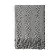 Image 1 : Lot of 1 Bourina Textured Throw Blanket - 50 x 60inch - Dark Grey