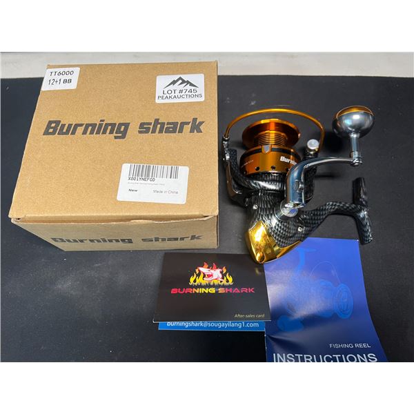 Lot of 1 Burning Shark Spinning Fishing Reel - Carbon Fiber Design